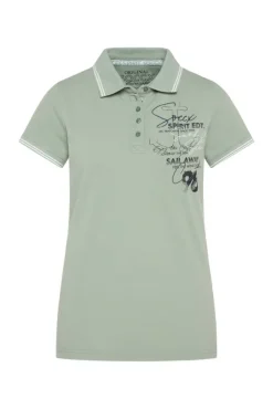 Damen CAMP DAVID & SOCCX Pikee-Polo mit Rücken-Artwork muted aqua