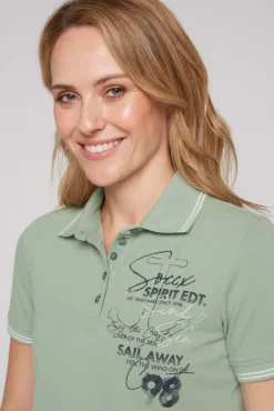 Damen CAMP DAVID & SOCCX Pikee-Polo mit Rücken-Artwork muted aqua
