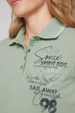 Damen CAMP DAVID & SOCCX Pikee-Polo mit Rücken-Artwork muted aqua