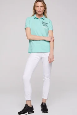 Damen CAMP DAVID & SOCCX Pikee-Polo mit Rücken-Artwork flash aqua