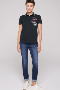 Damen CAMP DAVID & SOCCX Pikee-Polo mit Rücken-Artwork blue navy