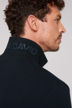 Herren CAMP DAVID & SOCCX Pikee-Polo mit tonigem Rubber Artwork blue navy