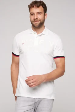 Herren CAMP DAVID & SOCCX Pikee-Polo mit tonigem Rubber Artwork