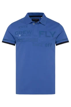 Herren CAMP DAVID & SOCCX Pikee-Polo mit tonigem Rubber Artwork strong blue