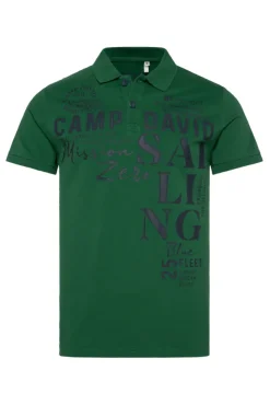 Herren CAMP DAVID & SOCCX Pikee-Poloshirt mit Sailing Print raw green