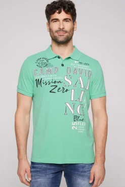 Herren CAMP DAVID & SOCCX Pikee-Poloshirt mit Sailing Print sea green | L