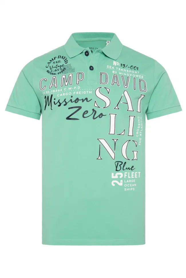 Herren CAMP DAVID & SOCCX Pikee-Poloshirt mit Sailing Print sea green | L