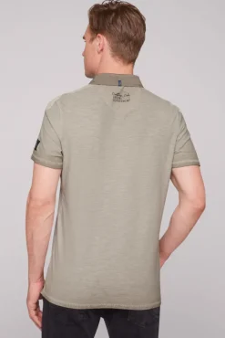 Herren CAMP DAVID & SOCCX Polo mit Schultertapes und Logo Artwork fossil brown