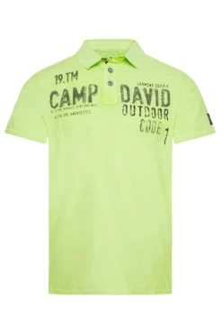 Herren CAMP DAVID & SOCCX Polo mit Schultertapes und Logo Artwork poison ivy