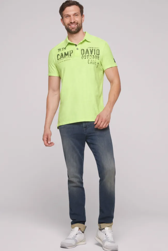 Herren CAMP DAVID & SOCCX Polo mit Schultertapes und Logo Artwork poison ivy
