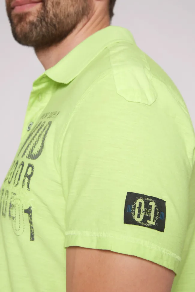 Herren CAMP DAVID & SOCCX Polo mit Schultertapes und Logo Artwork poison ivy