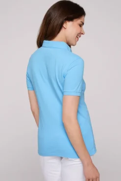 Damen CAMP DAVID & SOCCX Poloshirt aus Pikee mit Glitter Print