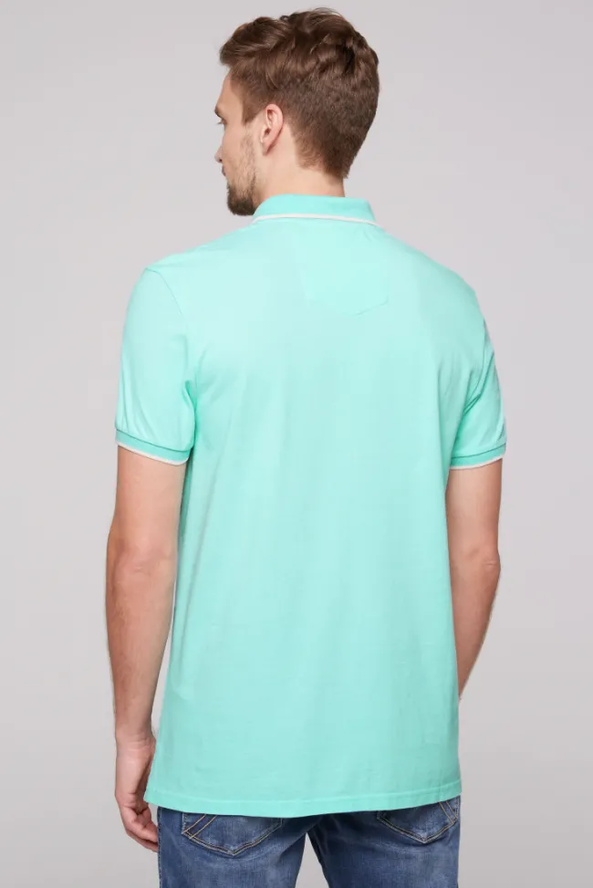 Herren CAMP DAVID & SOCCX Poloshirt aus Pikee mit Print Artwork aqua green | S
