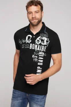 Herren CAMP DAVID & SOCCX Poloshirt aus Pikee mit Print Artwork