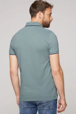 Herren CAMP DAVID & SOCCX Poloshirt aus Pikee mit Print Artwork grey green