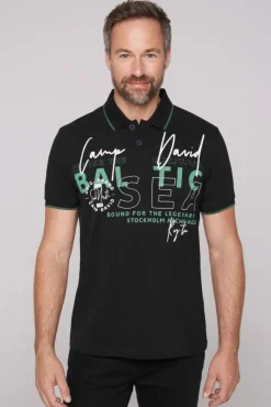 Herren CAMP DAVID & SOCCX Poloshirt aus Pikee mit Rubber Print