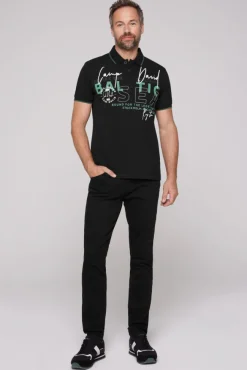 Herren CAMP DAVID & SOCCX Poloshirt aus Pikee mit Rubber Print