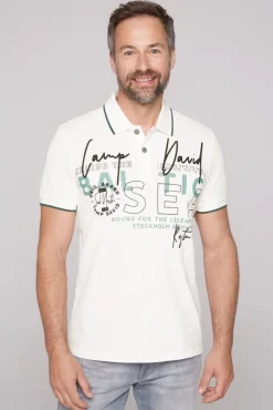Herren CAMP DAVID & SOCCX Poloshirt aus Pikee mit Rubber Print