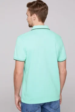 Herren CAMP DAVID & SOCCX Poloshirt aus Pikee mit Rubber Print flash aqua | M