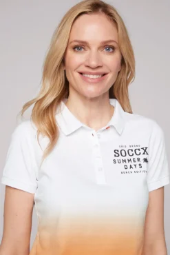 Damen CAMP DAVID & SOCCX Poloshirt Dip Dye mit Rücken-Artwork