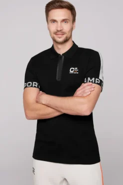 Herren CAMP DAVID & SOCCX Poloshirt mit Zipper und reflektierenden Prints
