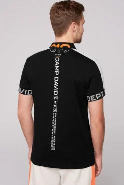 Herren CAMP DAVID & SOCCX Poloshirt mit Zipper und reflektierenden Prints