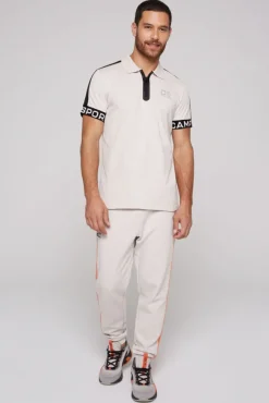 Herren CAMP DAVID & SOCCX Poloshirt mit Zipper und reflektierenden Prints