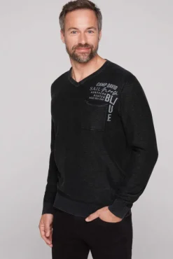 Herren CAMP DAVID & SOCCX Pullover Linksstrick mit Used Look