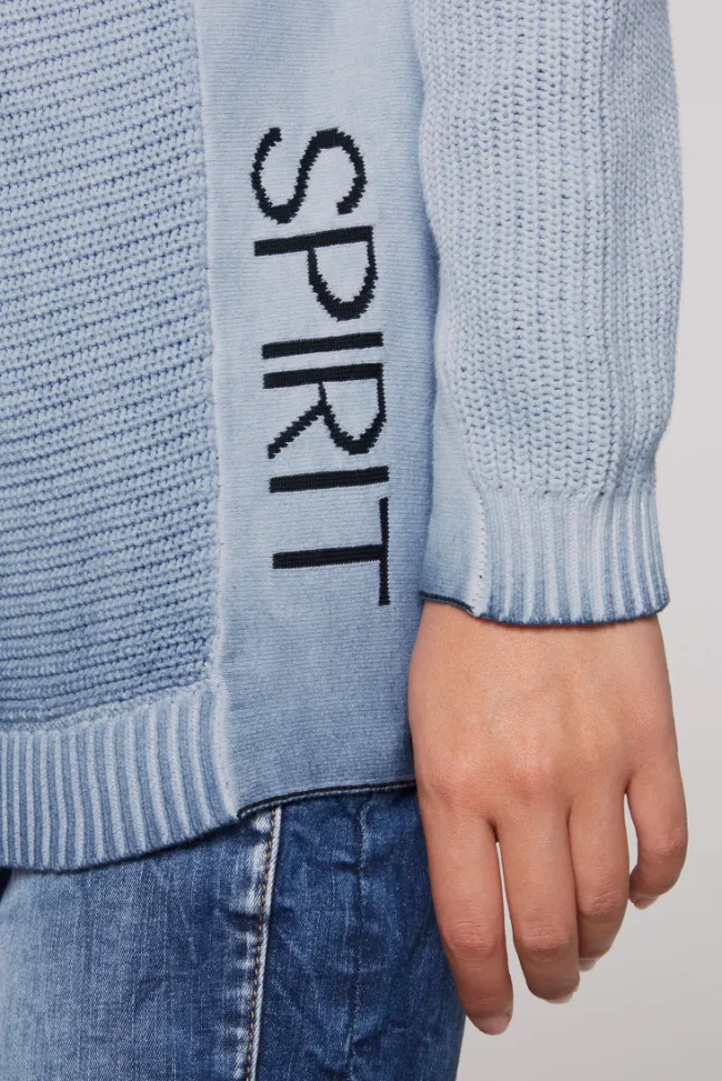 Damen CAMP DAVID & SOCCX Pullover mit Rollkragen und Intarsia-Logo smoky sky