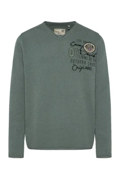 Herren CAMP DAVID & SOCCX Pullover mit V-Ausschnitt und Artworks deep forest