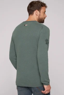 Herren CAMP DAVID & SOCCX Pullover mit V-Ausschnitt und Artworks deep forest
