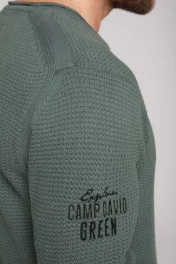 Herren CAMP DAVID & SOCCX Pullover mit V-Ausschnitt und Artworks deep forest