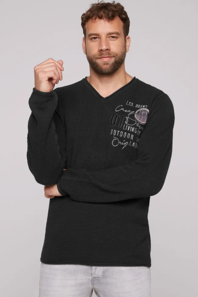 Herren CAMP DAVID & SOCCX Pullover mit V-Ausschnitt und Artworks