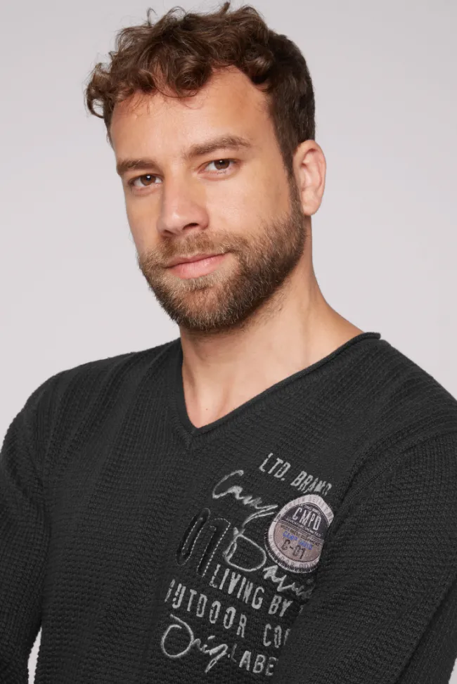 Herren CAMP DAVID & SOCCX Pullover mit V-Ausschnitt und Artworks