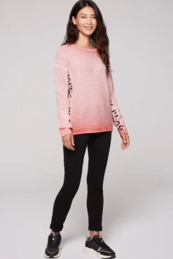 Damen CAMP DAVID & SOCCX Pullover Oil Dyed mit Intarsia-Logo pure coral