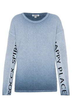 Damen CAMP DAVID & SOCCX Pullover Oil Dyed mit Intarsia-Logo smoky sky