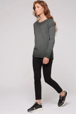 Damen CAMP DAVID & SOCCX Pullover Oil Dyed mit Intarsia-Logo