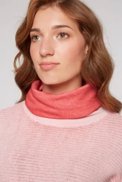 Damen CAMP DAVID & SOCCX Pullover Oil Dyed mit Rollkragen und Intarsia-Logo pure coral