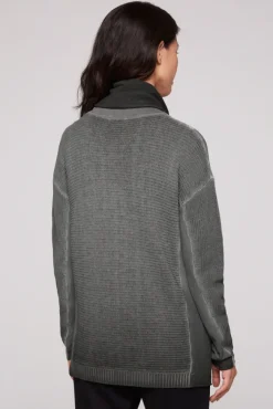 Damen CAMP DAVID & SOCCX Pullover Oil Dyed mit Rollkragen und Intarsia-Logo