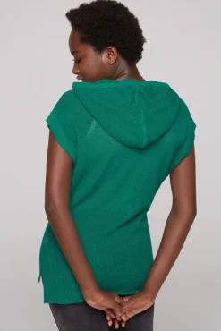 Damen CAMP DAVID & SOCCX Pullunder mit Kapuze und Mesh-Struktur bottle green