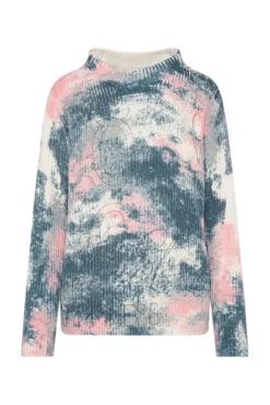 Damen CAMP DAVID & SOCCX Rippstrickpullover mit All Over Print cold grey