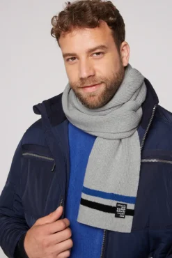 Herren CAMP DAVID & SOCCX Rippstrickschal mit Streifen-Details granite melange
