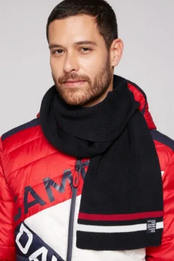 Herren CAMP DAVID & SOCCX Rippstrickschal mit Streifen-Details blue navy