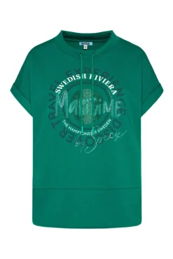 Damen CAMP DAVID & SOCCX Ärmelloses Shirt mit Artwork aus Schmucksteinen bottle green