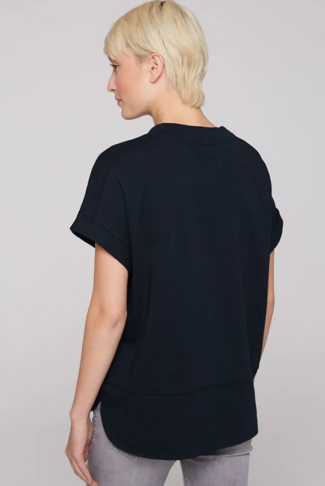 Damen CAMP DAVID & SOCCX Ärmelloses Shirt mit Artwork aus Schmucksteinen blue navy
