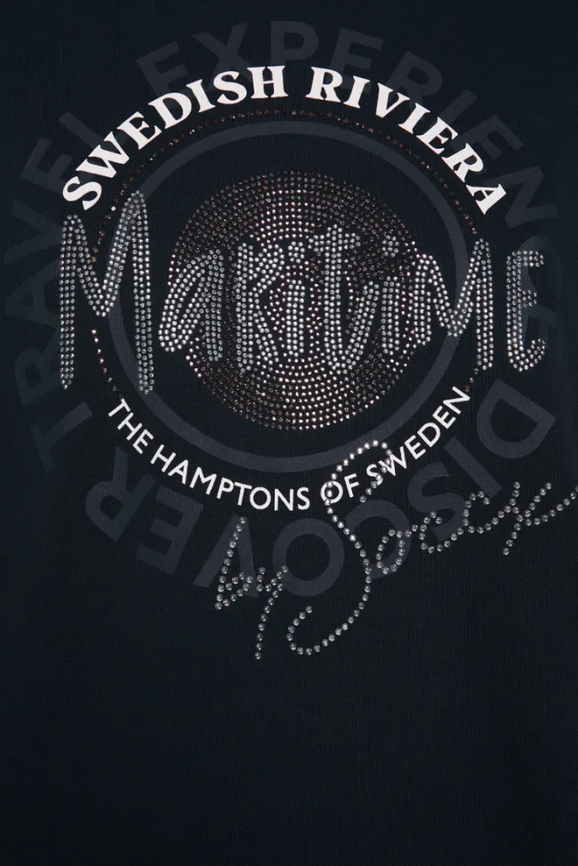 Damen CAMP DAVID & SOCCX Ärmelloses Shirt mit Artwork aus Schmucksteinen blue navy