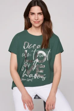 Damen CAMP DAVID & SOCCX Ärmelloses Shirt mit Folienprint dark green