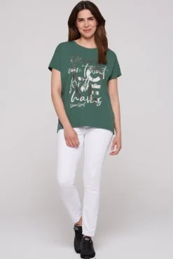Damen CAMP DAVID & SOCCX Ärmelloses Shirt mit Folienprint dark green
