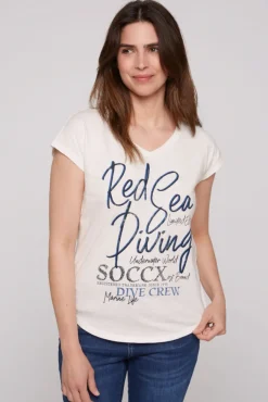 Damen CAMP DAVID & SOCCX Ärmelloses Shirt mit V-Ausschnitt und Artwork