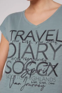 Damen CAMP DAVID & SOCCX Ärmelloses Shirt mit V-Ausschnitt und Artwork grey green | L
